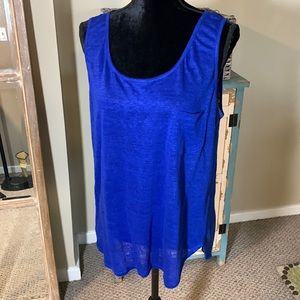Max Studio Cibalt Blue Sleeveless Hi/Lo Top. Size XL